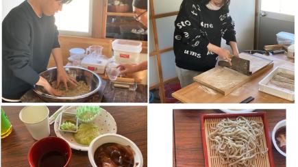 収穫祭（上段：蕎麦つくり、下段：おふるまい