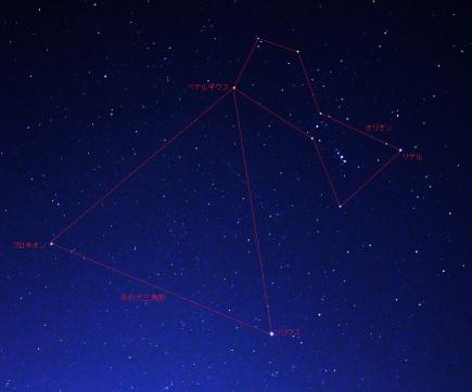 大三角形を横切る流星（14/Ⅻ/2021/23：03）