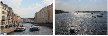 街の風景と運河と街並み（サンクトペテルブルク）
